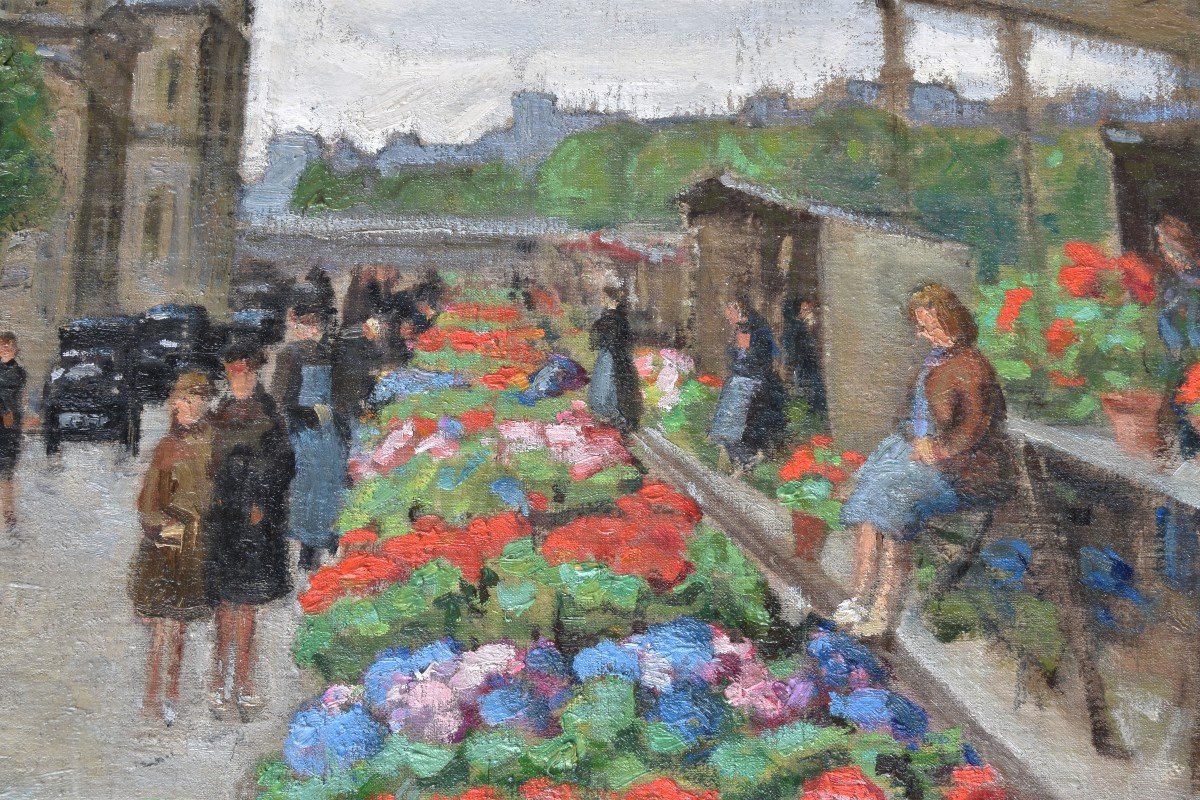 Constant Dore "le Quai Aux Fleurs à Paris" Huile Sur Toile 50x61-photo-1